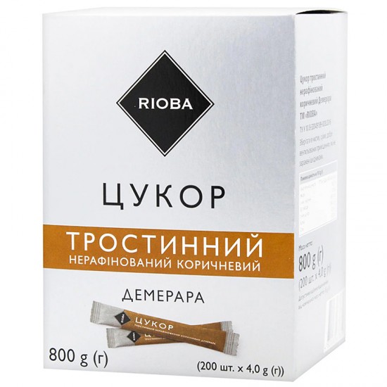 Сахар тростниковый Rioba, 200 стиков